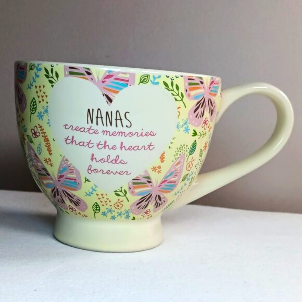 Nana Mug Cup 16 Oz Ceramic Butterfly Floral Graphic Gift